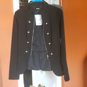 NWT XOXO BLACK ZIP FRONT DETAILED BLAZER SIZE S
